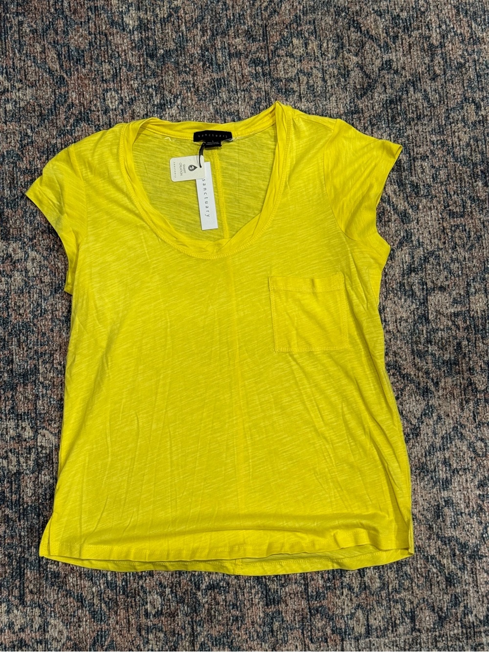 Sanctuary Bright Yellow Scoop Neck Pocket Tee